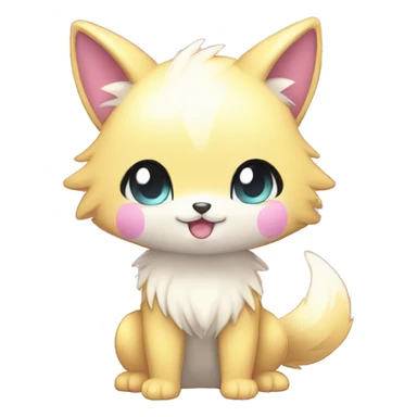 Cute Cool Kawaii Chibi Fur-Sona Pretty Shiny Colorful Sparkly Fakemon Full Body sticker