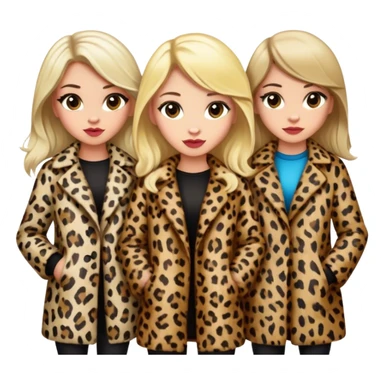 Blonde and brunette girls in leopard print coats sticker