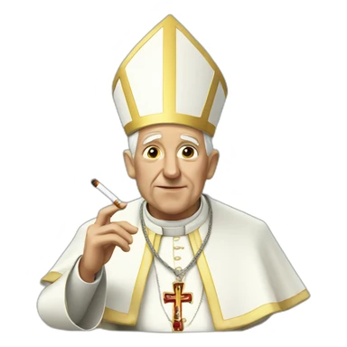 pope smoking cigarette sticker