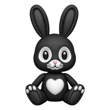 Emoji pour twitch d'une peluche lapin squelette noir qui dit bonjour sticker