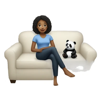 Woman sitting on a couch with panda bears  sticker