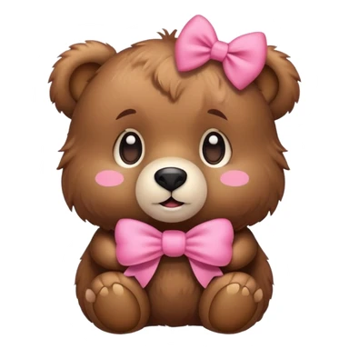 Cute basic bear emoji but with a cute bow on its head sticker