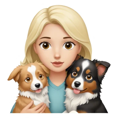 Blonde girl holding two australian shepherds sticker