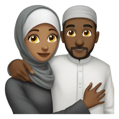Black Muslim woman hugging Desi Muslim man  sticker