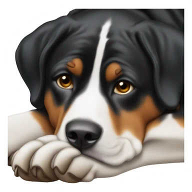 Swiss mountain dog laying on side sticker