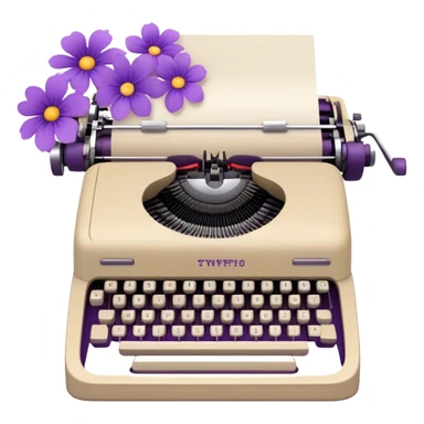 beige typewriter and flowers sticker
