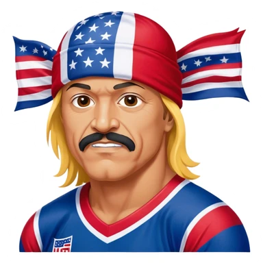 U.S.A. hockey jersey, red, white, and blue with a picture of Kid Rock on it. The helmet is a Hulk Hogan, red and yellow bandanna. sticker