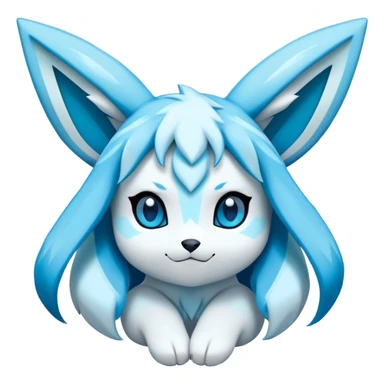 Kawaii glaceon pokémon ice type, falling snowflakes surrounding face sticker