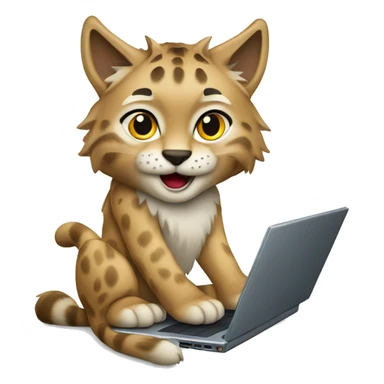 A lynx with a laptop sticker