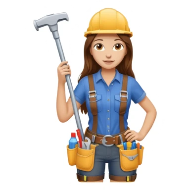 beautiful girl with long brown hair constructing new shower area sticker
