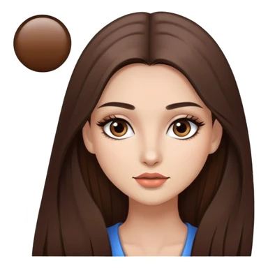 A beautiful girl with long straight brown hair, dark brown eyes and make-up  sticker