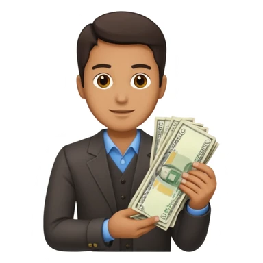 man holding lots of money sticker