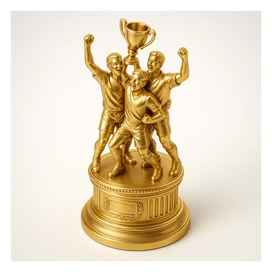 team celebrating with trophy sticker