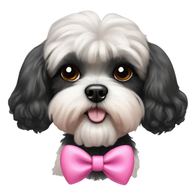 black shih-tzu poodle with pink bow sticker