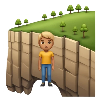 A 3D emoji of a person standing at the edge of a steep cliff in Apple style. The person faces forward, close to the edge, showing a sense of height and danger. Clean, glossy , isolated on white background.


 sticker