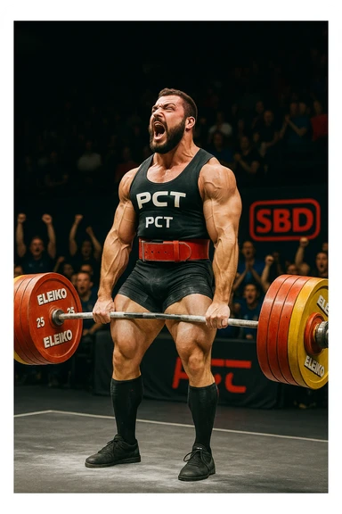 Powerlifter in gara che fa record grazie alla sua "PCT" in italiano sticker