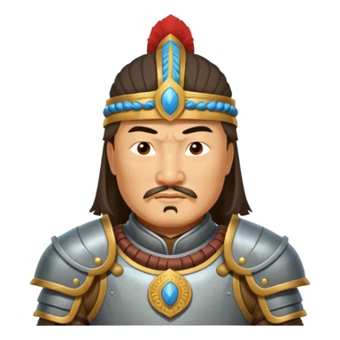 portrait of Genghis Khan in armor rotated 45 degrees to the right sticker