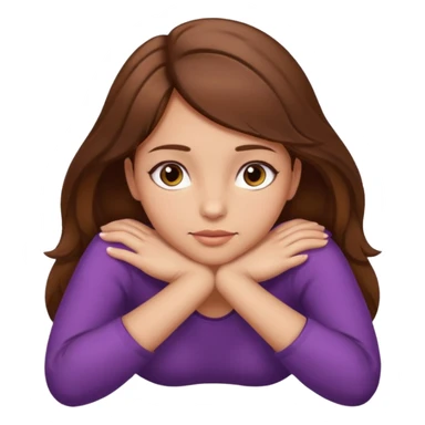 girl with brown her lying on stomach (only head and shoulders shown) with hands under the chin sticker