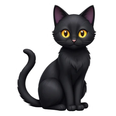 cinematic-[black cat]-realistic-full-body-sitting-emoji,-tail-curled-playfully-around-its-paws,-head-tilted-dramatically,-sleek-[black]-fur,-simplified-yet-hilariously-adorable-features,-highly-detailed,-glowing-with-an-almost-sarcastic-glow sticker