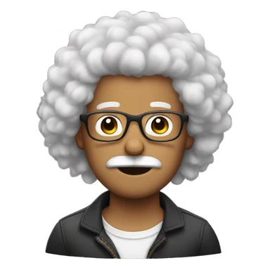 guy with fluffy hair and glasses with a mustache  sticker