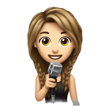 miley cyrus with long brown hair holding a microphone sticker