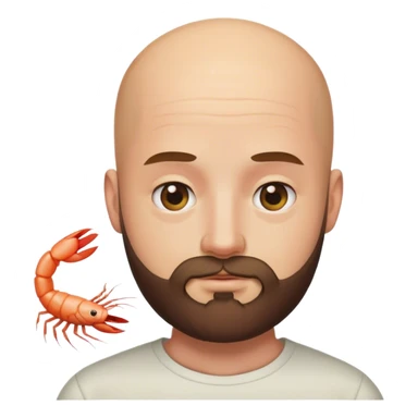 bald phd white graduate with beard but is the shrimp emoji sticker