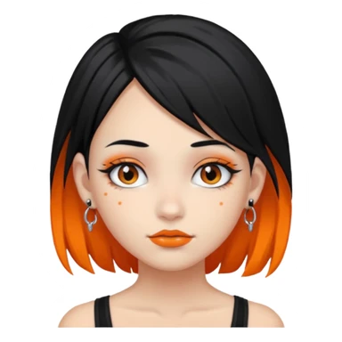Half orange half black hair girl with piercings sticker