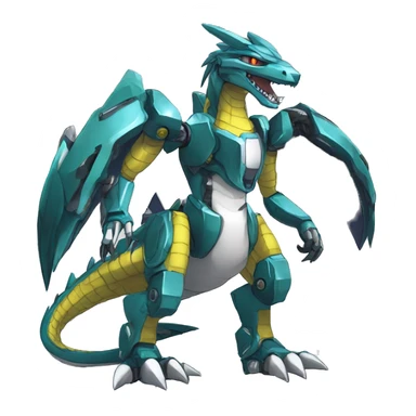  Edgy Shiny Futuristic Digimon-Fakemon-Reptile-Dragon-Sergal-Mecha full body sticker