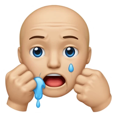 Crying emoji with fist in front of mouth sticker