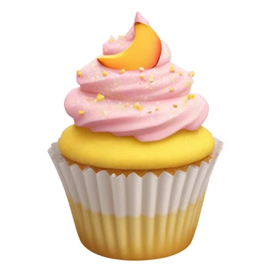 realistic cupcake with light pink frosting and light yellow cupcake wrapper and peach sprinkles and yellow sugar sprinkles… no fruit on top of cupcake sticker