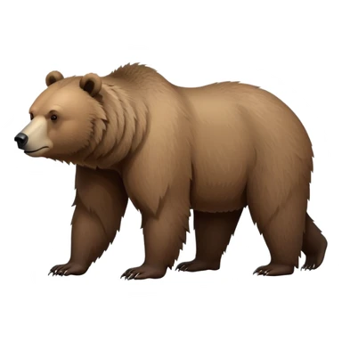 Realistic grizzly bear on four legs with natural fur texture, minimalist design sticker