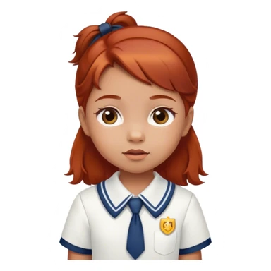 baby girl in school uniform dress with redesh brown hair sticker