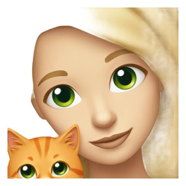 Blonde Girl with green eyes lying with her orange cat sticker