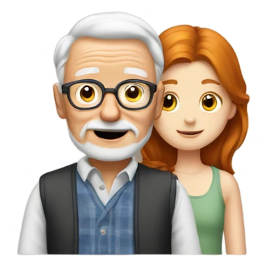 Ginger Grandpa and brunette granddaughter sticker