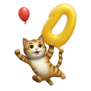 cat climbing on a balloon shaped like the number 7 sticker