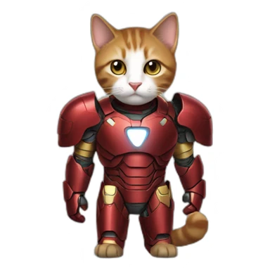 Cat with iron man full body armor sticker