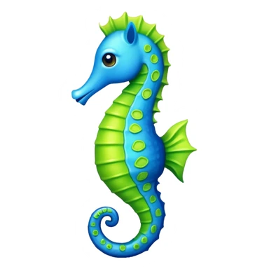 Blue and lime green seahorse  sticker