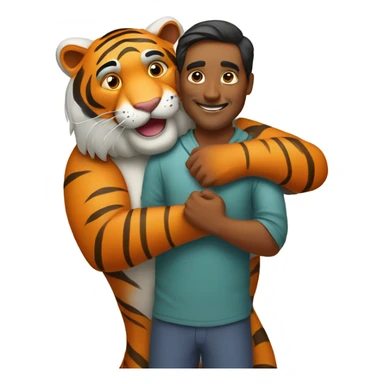Indian man hugging happy tiger sticker