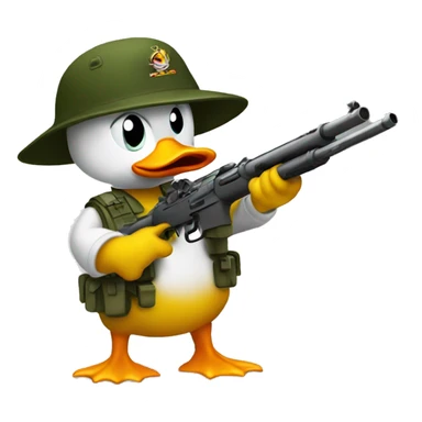 Angry army duck shooting rifle  sticker