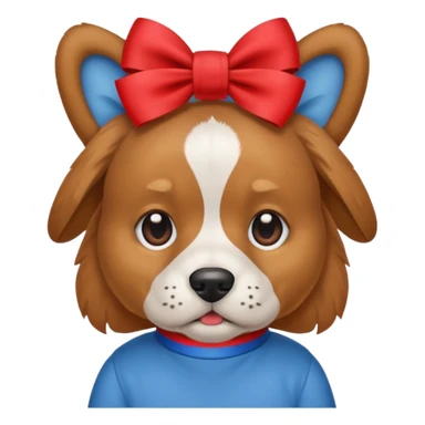 dog with head ribbon and shirt sticker