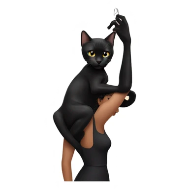 black cat hanging on beautiful woman sticker