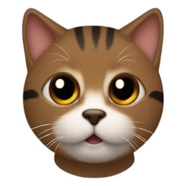 A brown and with a little bit of black cat with a blurred eye and with tongue out sticker