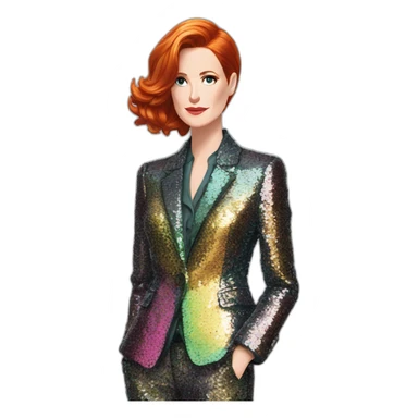 Audrey fleurot straight hair multicolored sequined suit sticker