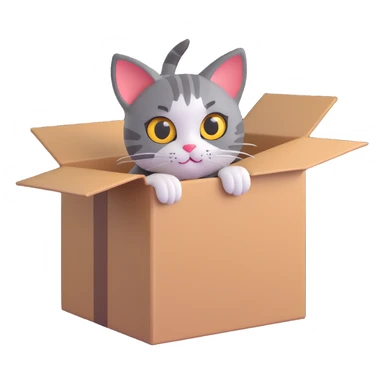curious cat peeking out of a box sticker