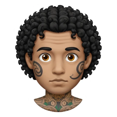 man curly hair and heavy face tattoo sticker