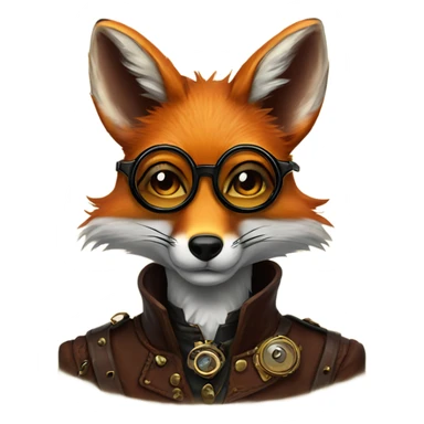 fox with glasses steampunk sticker