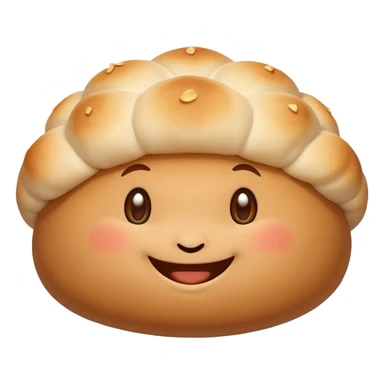 smiling dumpling bun who holds a Zapier logo sticker