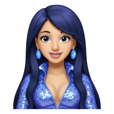 Cardi B with long black hair, light periwinkle sequin outfit sticker