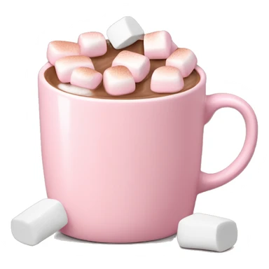 Light Pink mug of hot chocolate with marshmallows  sticker