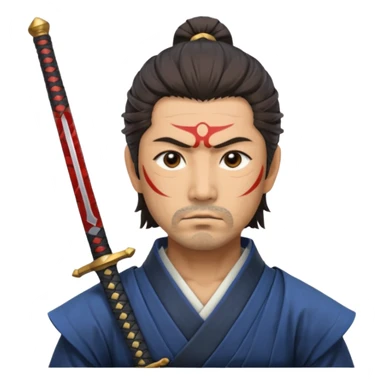 japanese sword master warrior face sticker